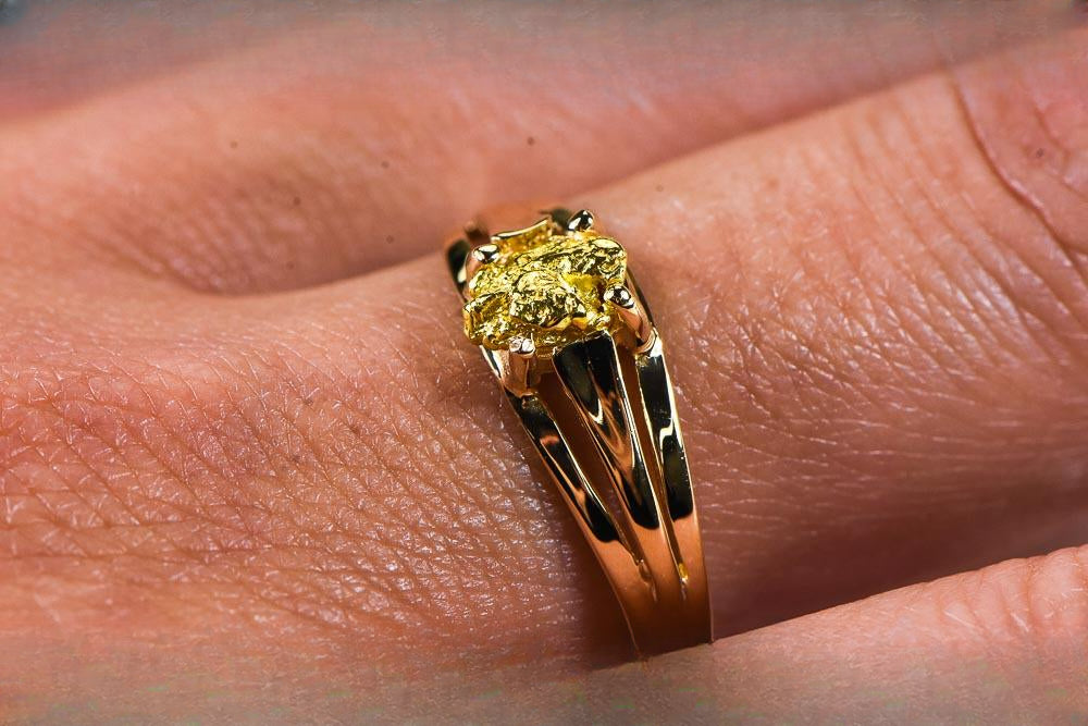 Gold Nugget Women's Ring "Orocal" RL787N Genuine Hand Crafted Jewelry - 14K Casting