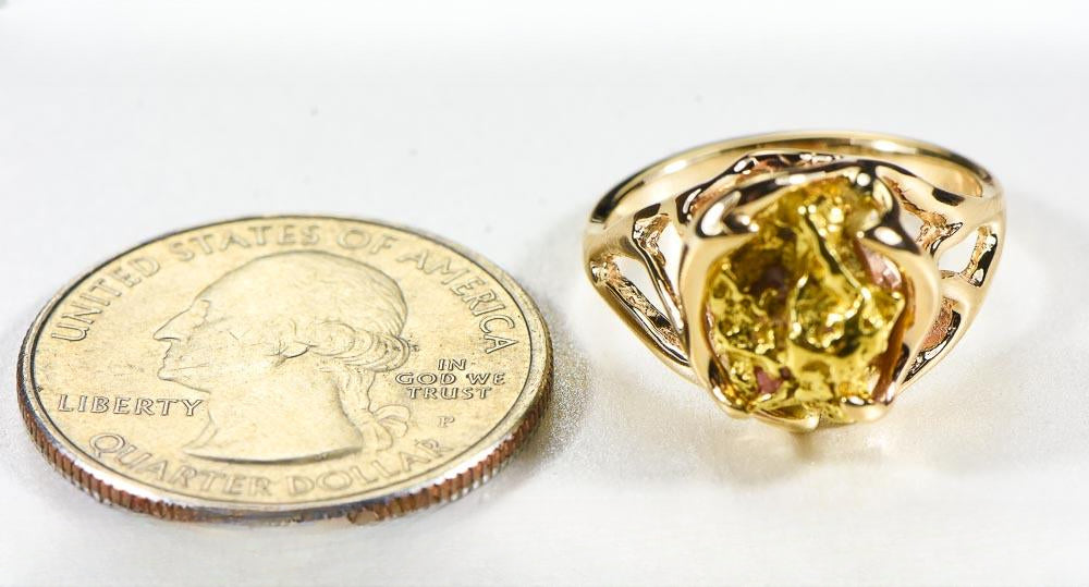 Gold Nugget Women's Ring "Orocal" RL958N Genuine Hand Crafted Jewelry - 14K Casting