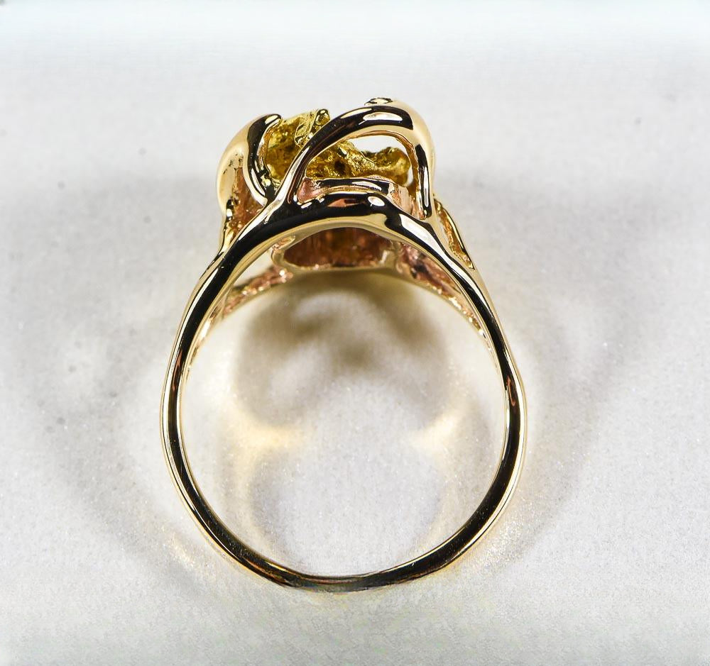 Gold Nugget Women's Ring "Orocal" RL958N Genuine Hand Crafted Jewelry - 14K Casting