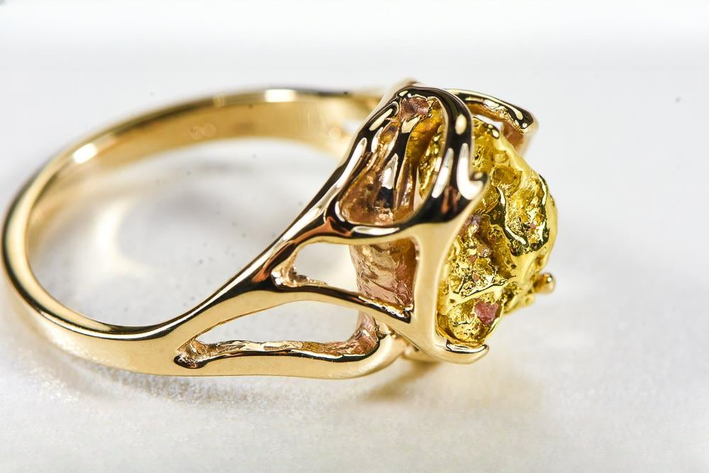 Gold Nugget Women's Ring "Orocal" RL958N Genuine Hand Crafted Jewelry - 14K Casting