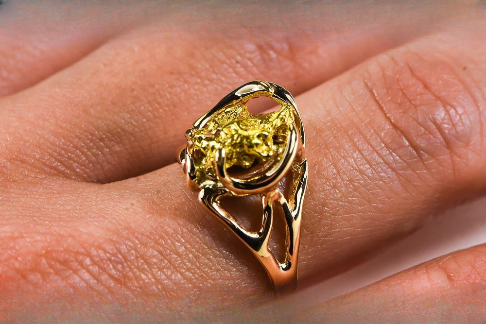 Gold Nugget Women's Ring "Orocal" RL958N Genuine Hand Crafted Jewelry - 14K Casting