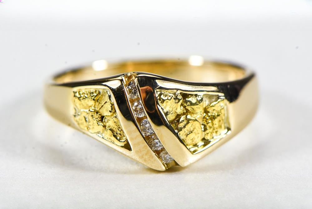 Gold Nugget Women's Ring "Orocal" RL1064DN Genuine Hand Crafted Jewelry - 14K Casting