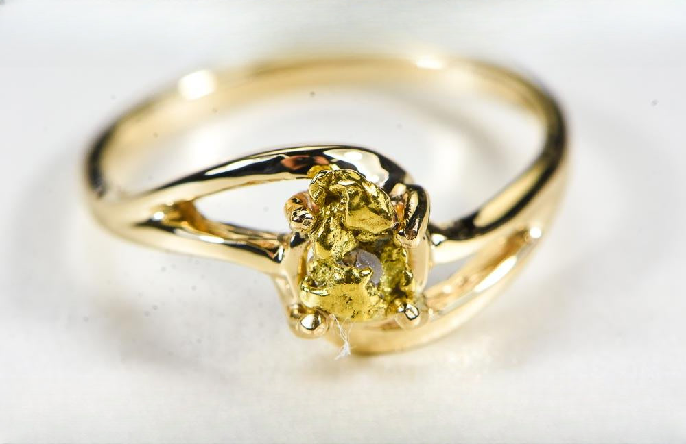 Gold Nugget Women's Ring "Orocal" RL696N Genuine Hand Crafted Jewelry - 14K Casting
