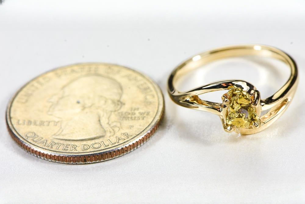 Gold Nugget Women's Ring "Orocal" RL696N Genuine Hand Crafted Jewelry - 14K Casting