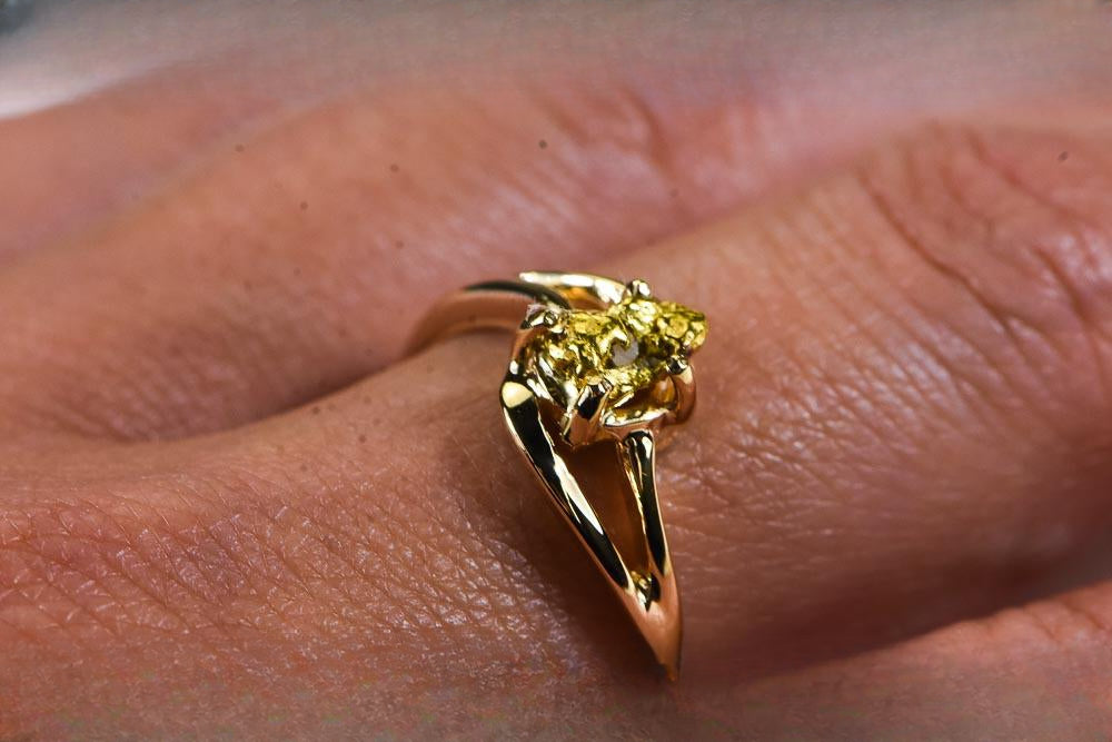 Gold Nugget Women's Ring "Orocal" RL696N Genuine Hand Crafted Jewelry - 14K Casting