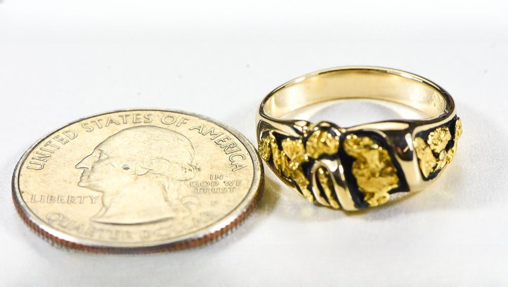 Gold Nugget Women's Ring "Orocal" RL487 Genuine Hand Crafted Jewelry - 14K Casting