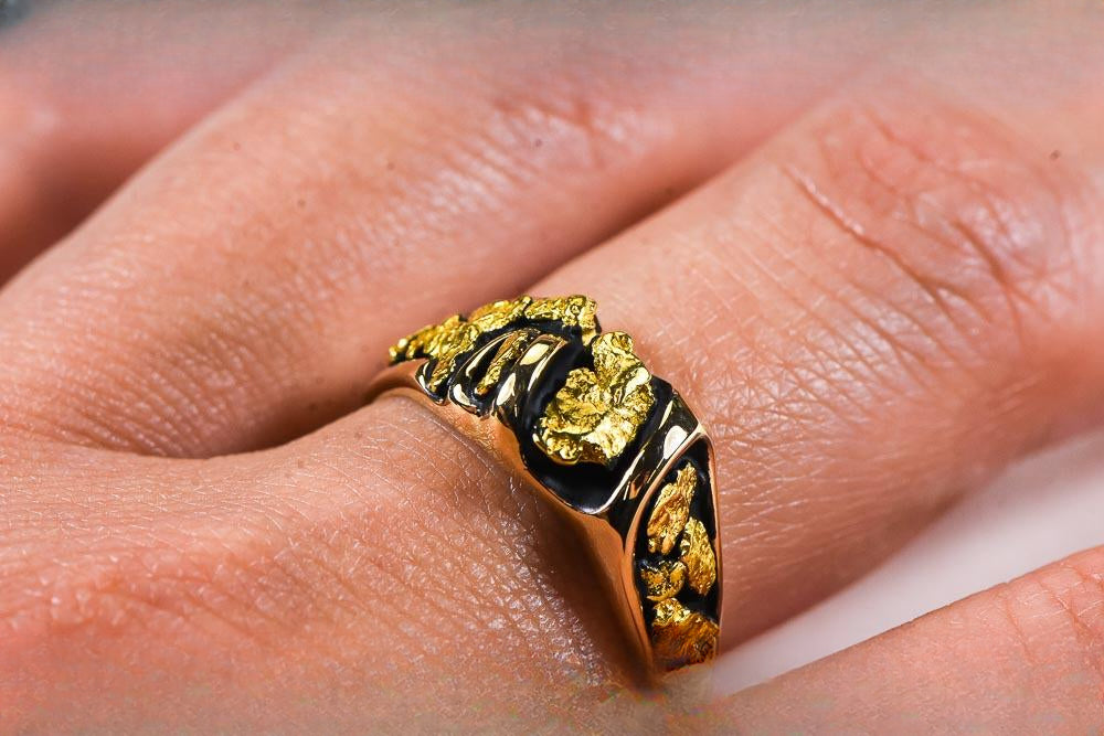 Gold Nugget Women's Ring "Orocal" RL487 Genuine Hand Crafted Jewelry - 14K Casting