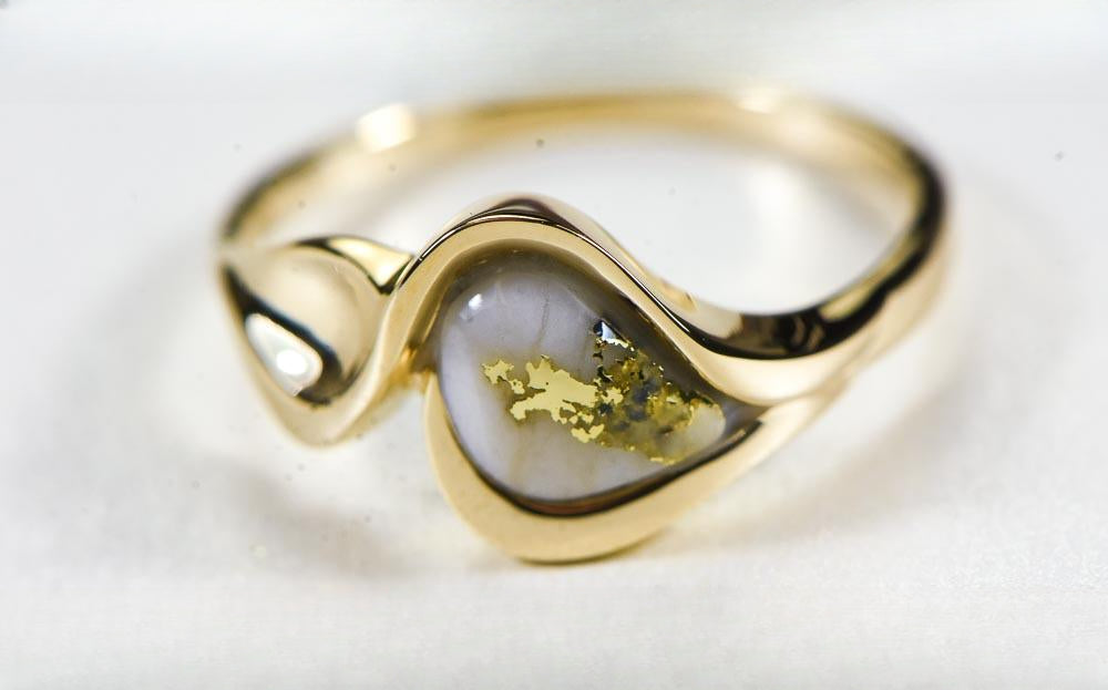 Gold Quartz Women's Ring "Orocal" RL509Q Genuine Hand Crafted Jewelry - 14K Gold Casting