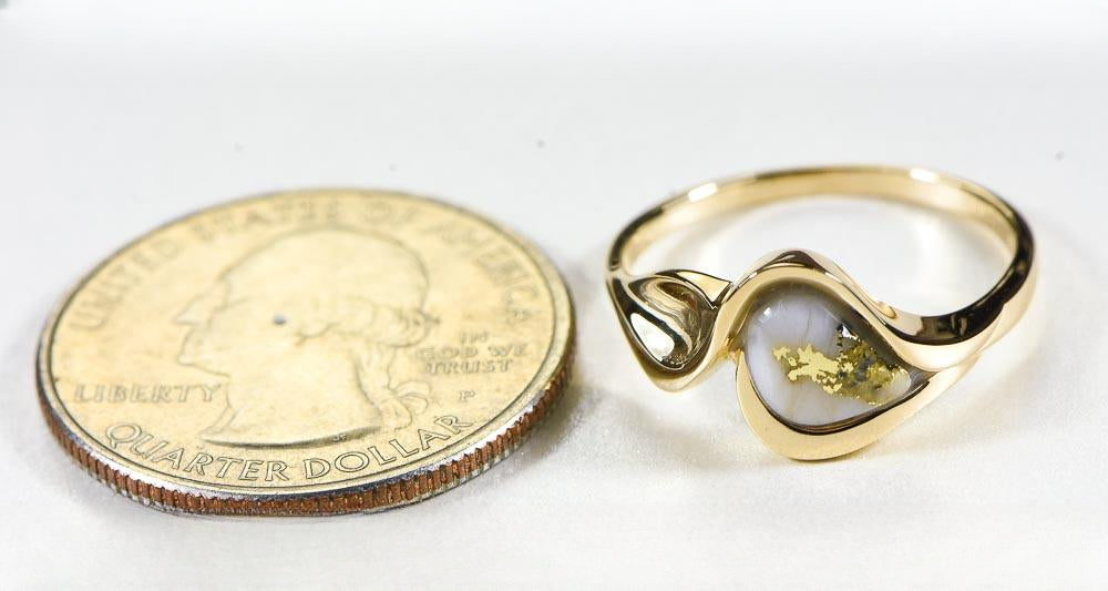 Gold Quartz Women's Ring "Orocal" RL509Q Genuine Hand Crafted Jewelry - 14K Gold Casting