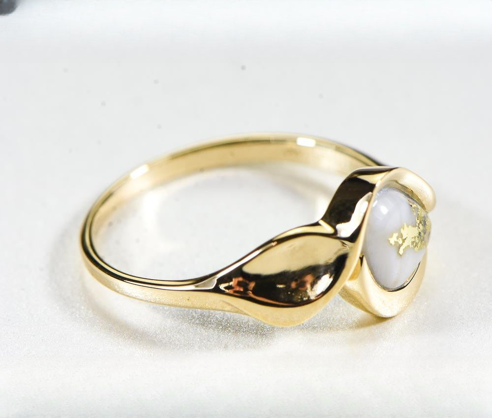 Gold Quartz Women's Ring "Orocal" RL509Q Genuine Hand Crafted Jewelry - 14K Gold Casting