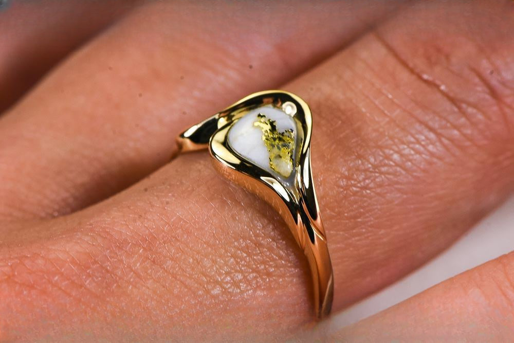 Gold Quartz Women's Ring "Orocal" RL509Q Genuine Hand Crafted Jewelry - 14K Gold Casting