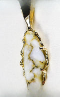 Gold Quartz Pendant "Orocal" PFFQ6 Genuine Hand Crafted Jewelry - 14K Gold Yellow Gold Casting