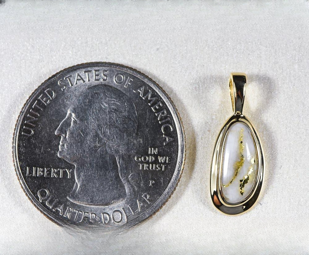 Gold Quartz Pendant "Orocal" PN762Q Genuine Hand Crafted Jewelry - 14K Gold Yellow Gold Casting