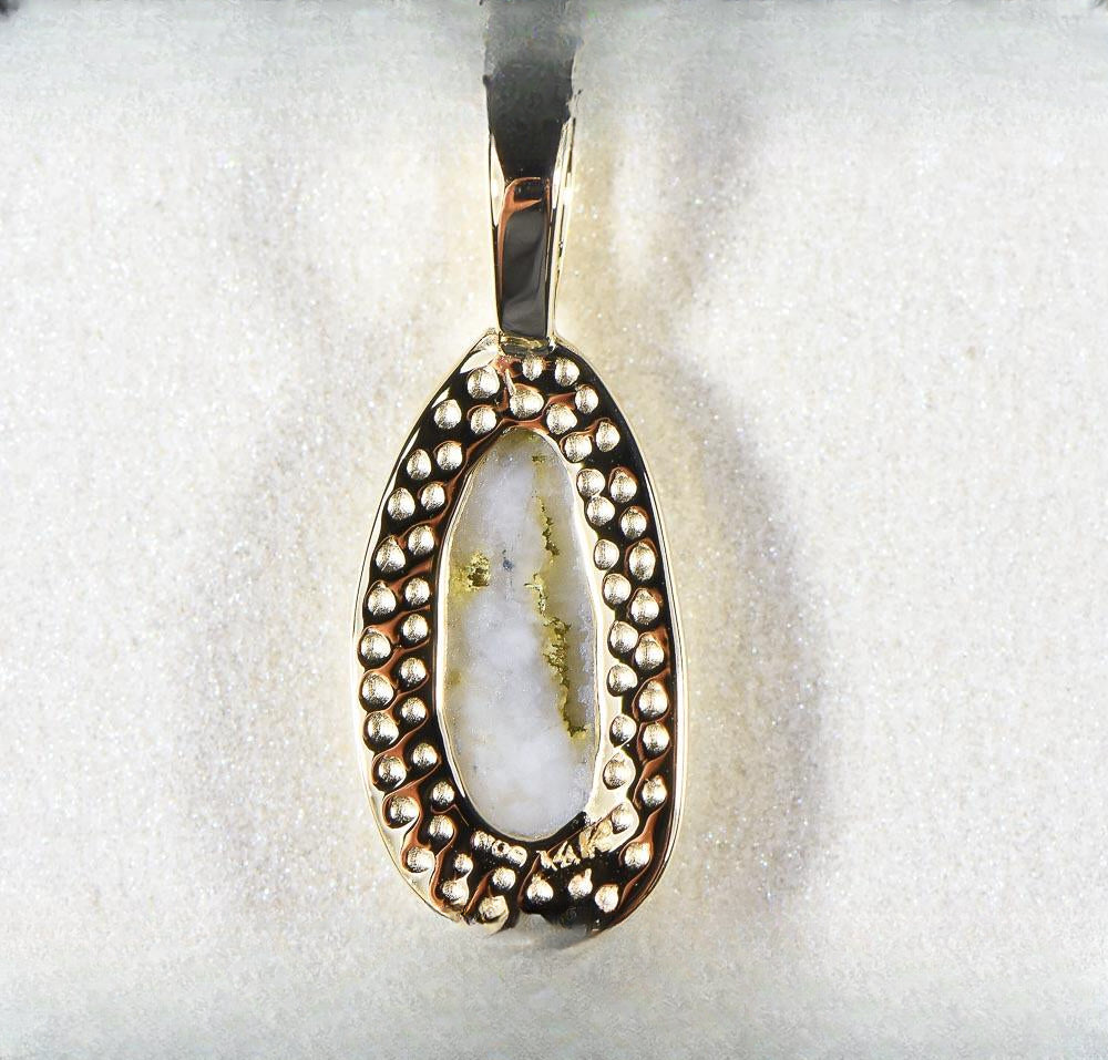 Gold Quartz Pendant "Orocal" PN762Q Genuine Hand Crafted Jewelry - 14K Gold Yellow Gold Casting