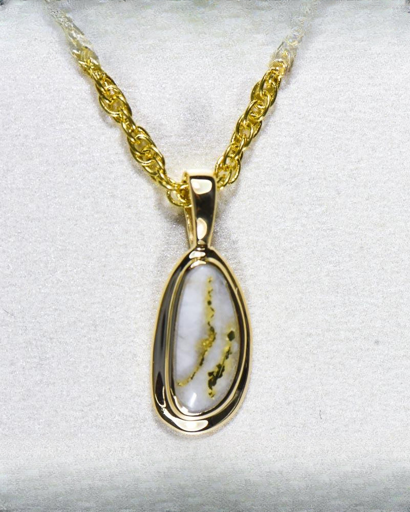 Gold Quartz Pendant "Orocal" PN762Q Genuine Hand Crafted Jewelry - 14K Gold Yellow Gold Casting