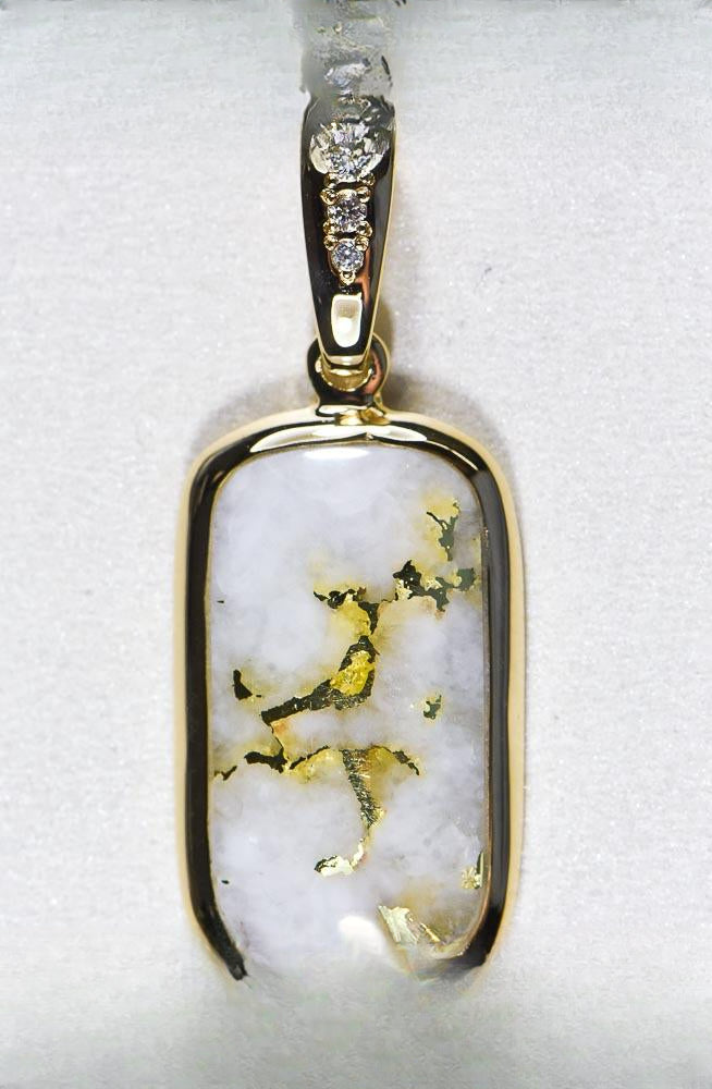 Gold Quartz Pendant "Orocal" PN851DQ Genuine Hand Crafted Jewelry - 14K Gold Yellow Gold Casting