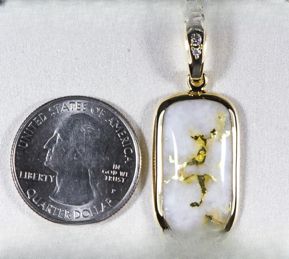 Gold Quartz Pendant "Orocal" PN851DQ Genuine Hand Crafted Jewelry - 14K Gold Yellow Gold Casting