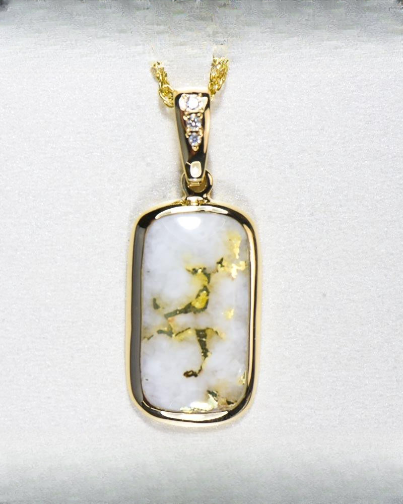 Gold Quartz Pendant "Orocal" PN851DQ Genuine Hand Crafted Jewelry - 14K Gold Yellow Gold Casting