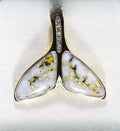 Gold Quartz Pendant Whales Tail "Orocal" PDLWT16HDQ Genuine Hand Crafted Jewelry - 14K Gold Yellow Gold Casting