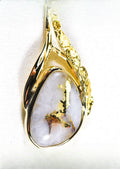 Gold Quartz Pendant  "Orocal" PSC128NQX Genuine Hand Crafted Jewelry - 14K Gold Yellow Gold Casting