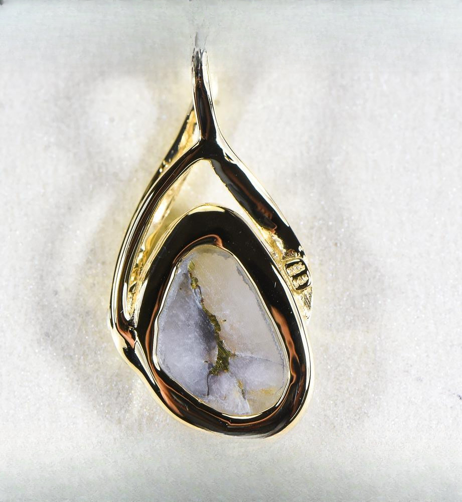Gold Quartz Pendant  "Orocal" PSC128NQX Genuine Hand Crafted Jewelry - 14K Gold Yellow Gold Casting