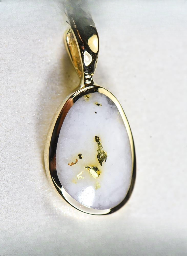 Gold Quartz Pendant  "Orocal" PSC106QX Genuine Hand Crafted Jewelry - 14K Gold Yellow Gold Casting