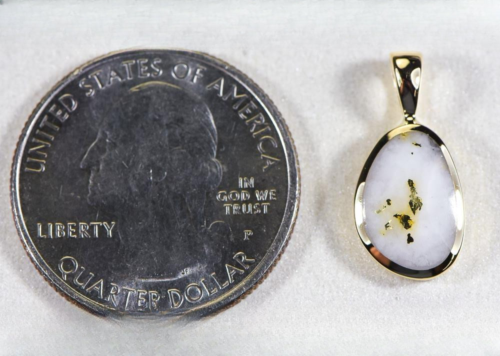 Gold Quartz Pendant  "Orocal" PSC106QX Genuine Hand Crafted Jewelry - 14K Gold Yellow Gold Casting