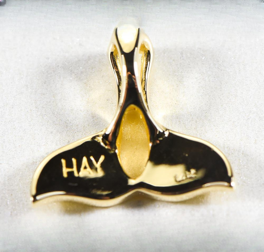 Gold Nugget Pendant Whales Tail "Orocal" PWT21X Genuine Hand Crafted Jewelry - 14K Gold Yellow Gold Casting