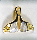 Gold Quartz Pendant Whales Tail "Orocal" PWT25NQX Genuine Hand Crafted Jewelry - 14K Gold Yellow Gold Casting