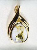 Gold Quartz Pendant  "Orocal" PN782QX Genuine Hand Crafted Jewelry - 14K Gold Yellow Gold Casting