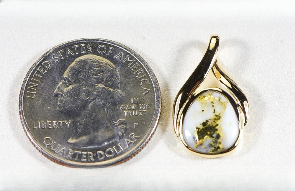 Gold Quartz Pendant  "Orocal" PN782QX Genuine Hand Crafted Jewelry - 14K Gold Yellow Gold Casting