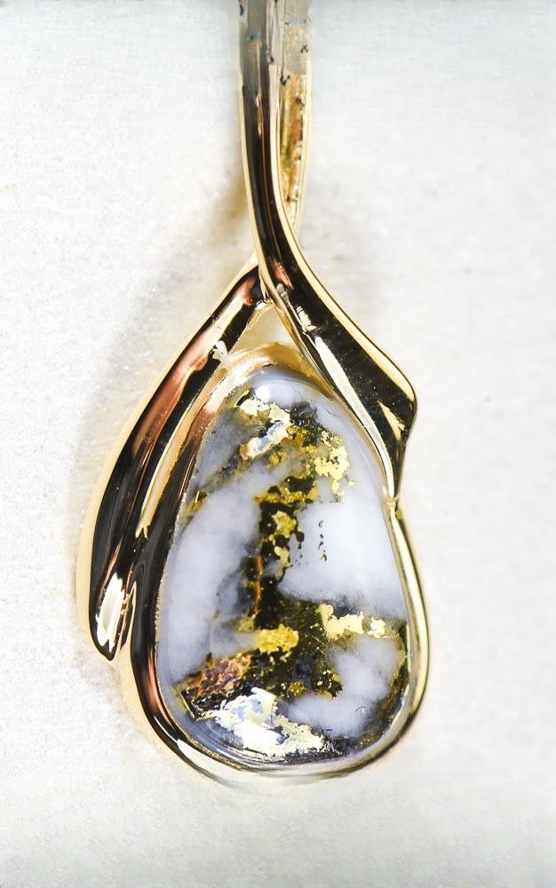 Gold Quartz Pendant  "Orocal" PN824QX Genuine Hand Crafted Jewelry - 14K Gold Yellow Gold Casting