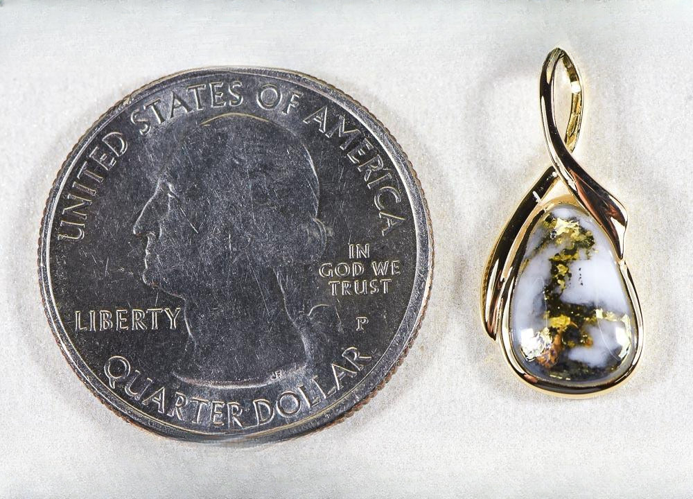 Gold Quartz Pendant  "Orocal" PN824QX Genuine Hand Crafted Jewelry - 14K Gold Yellow Gold Casting