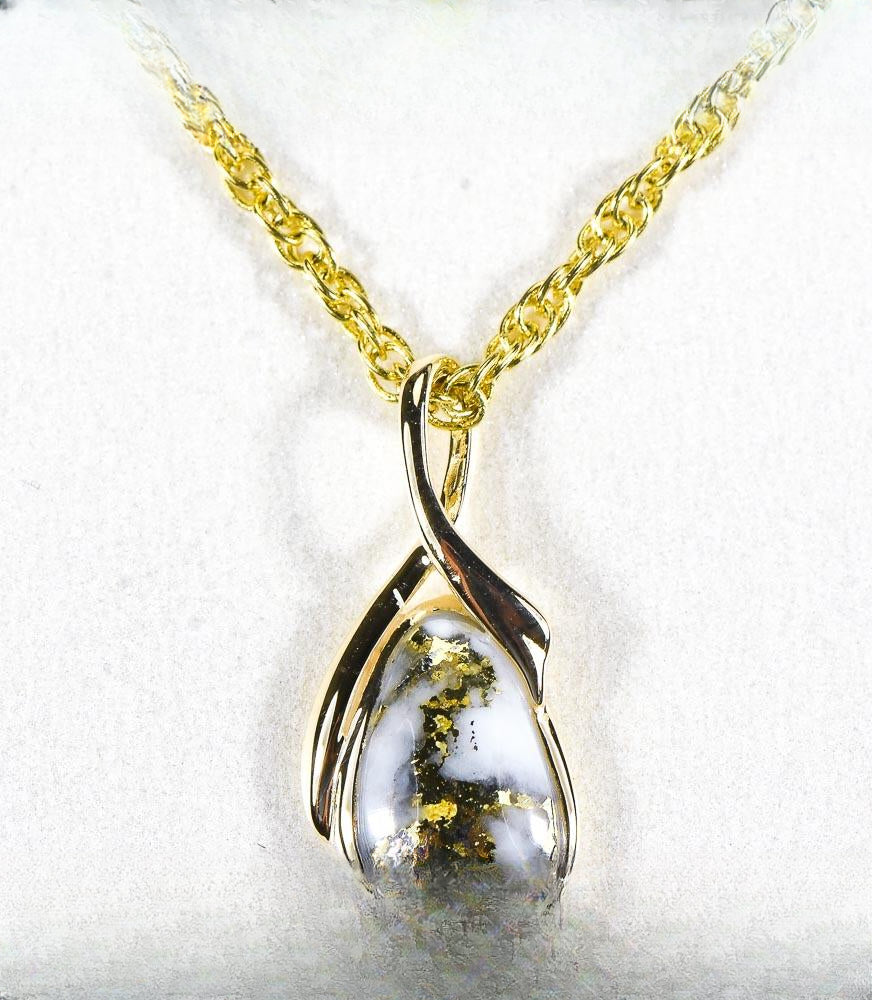 Gold Quartz Pendant  "Orocal" PN824QX Genuine Hand Crafted Jewelry - 14K Gold Yellow Gold Casting