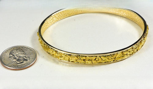 Gold Nugget Bracelet "Orocal" BB8MM Genuine Hand Crafted Jewelry - 14K Gold Casting