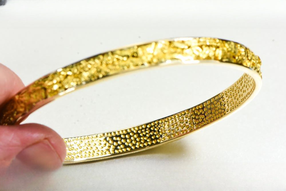 Gold Nugget Bracelet "Orocal" BB8MM Genuine Hand Crafted Jewelry - 14K Gold Casting