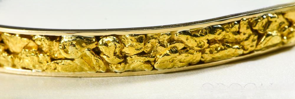 Gold Nugget Bracelet "Orocal" BB8MM Genuine Hand Crafted Jewelry - 14K Gold Casting