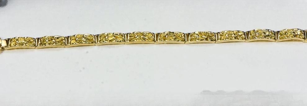 Gold Nugget Bracelet "Orocal" BFFB6L10 Genuine Hand Crafted Jewelry - 14K Gold Casting