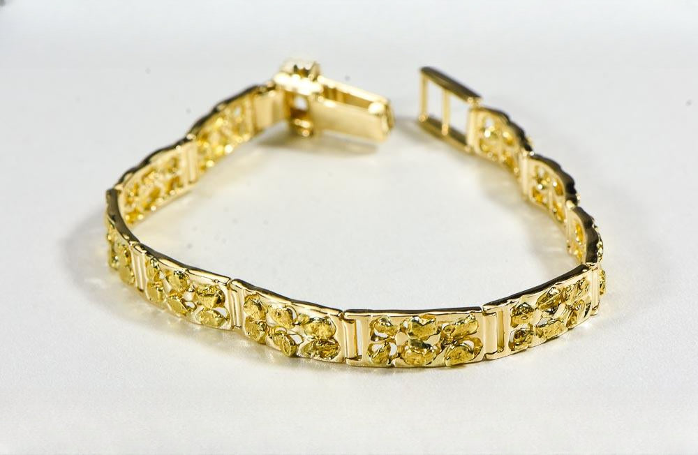 Gold Nugget Bracelet "Orocal" BFFB6L10 Genuine Hand Crafted Jewelry - 14K Gold Casting