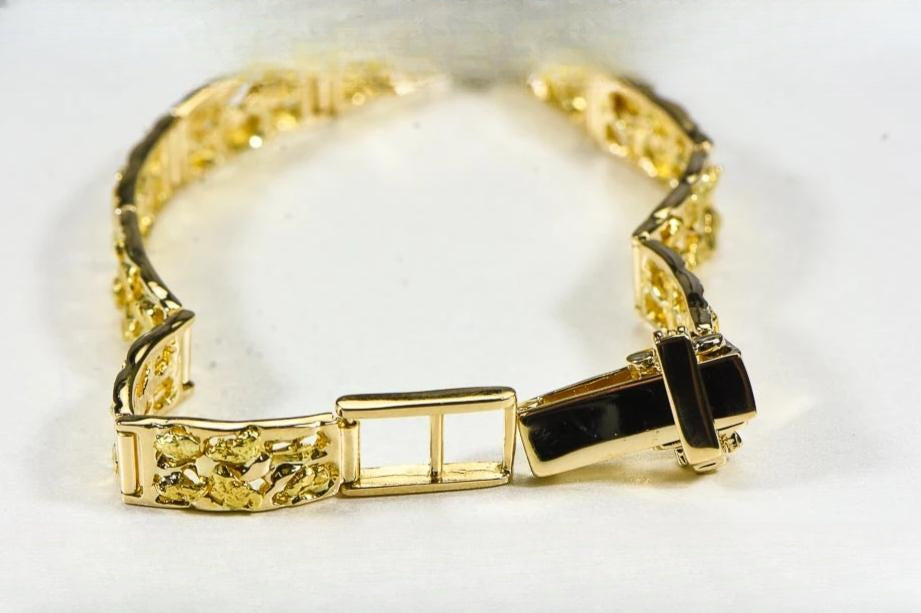 Gold Nugget Bracelet "Orocal" BFFB6L10 Genuine Hand Crafted Jewelry - 14K Gold Casting