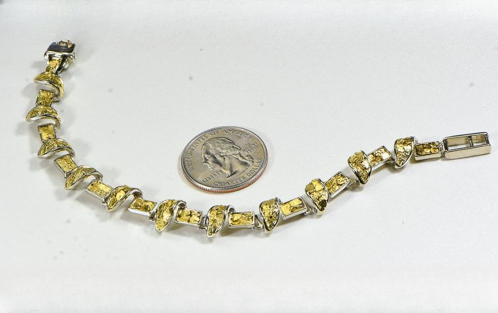 Gold Nugget Bracelet "Orocal" BJ1000N Genuine Hand Crafted Jewelry - 14K Gold Casting