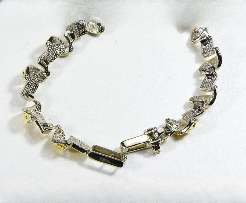 Gold Nugget Bracelet "Orocal" BJ1000N Genuine Hand Crafted Jewelry - 14K Gold Casting
