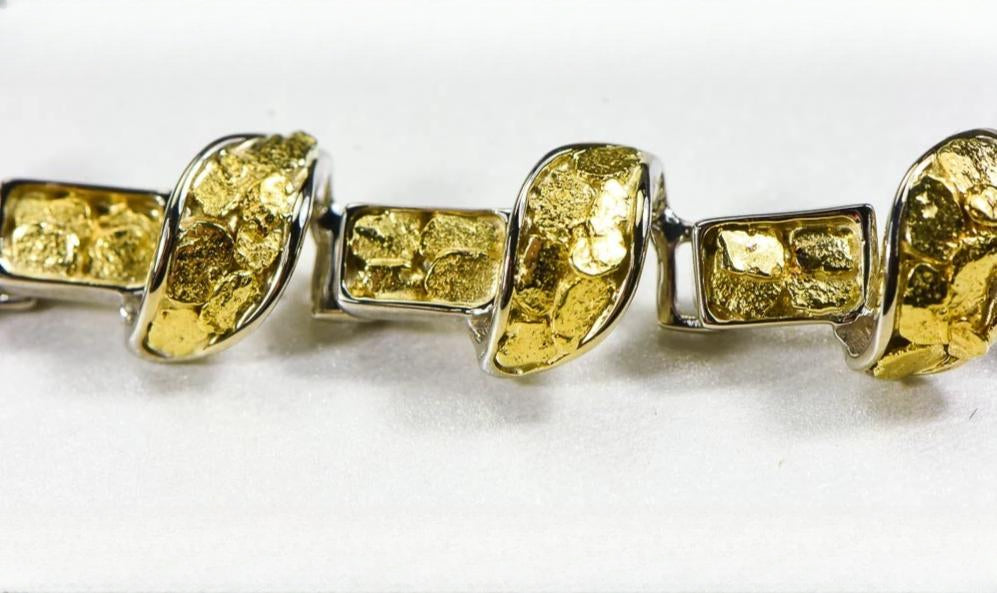 Gold Nugget Bracelet "Orocal" BJ1000N Genuine Hand Crafted Jewelry - 14K Gold Casting