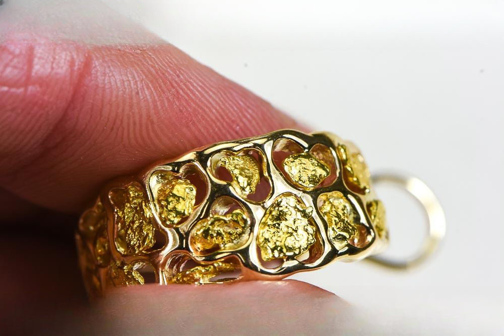 Gold Nugget Earrings "Orocal" EH184 Genuine Hand Crafted Jewelry - 14K Gold Casting
