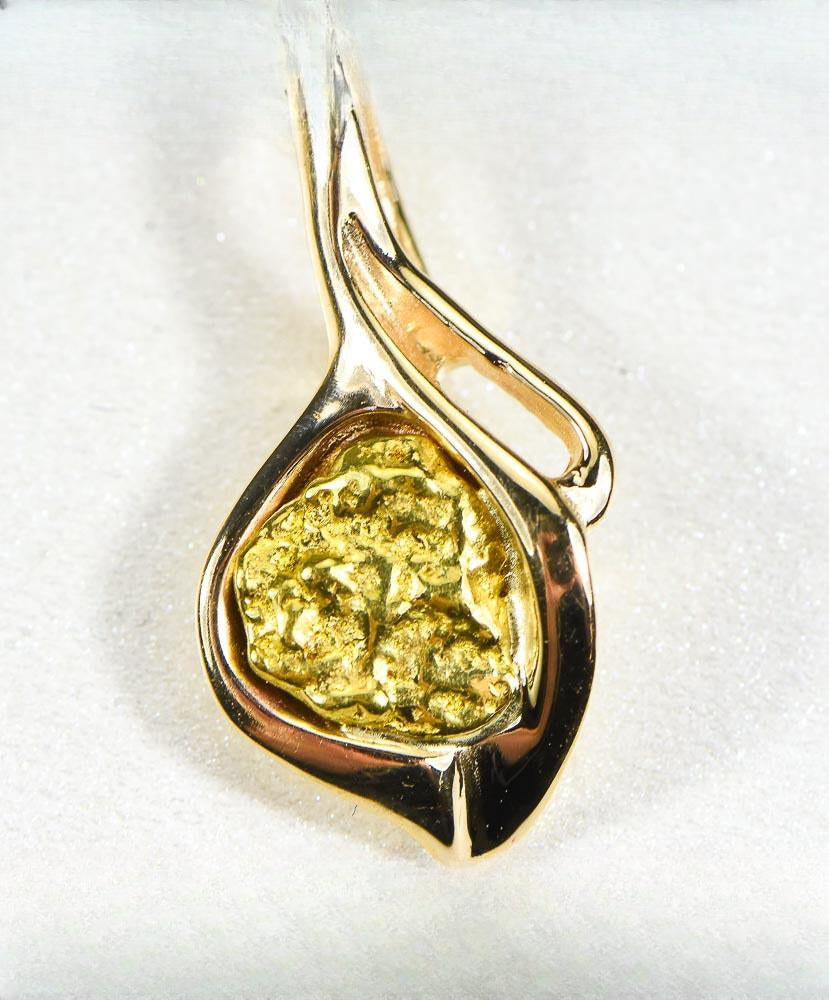 Gold Nugget Pendant "Orocal" PN390 Genuine Hand Crafted Jewelry - 14K Gold Casting