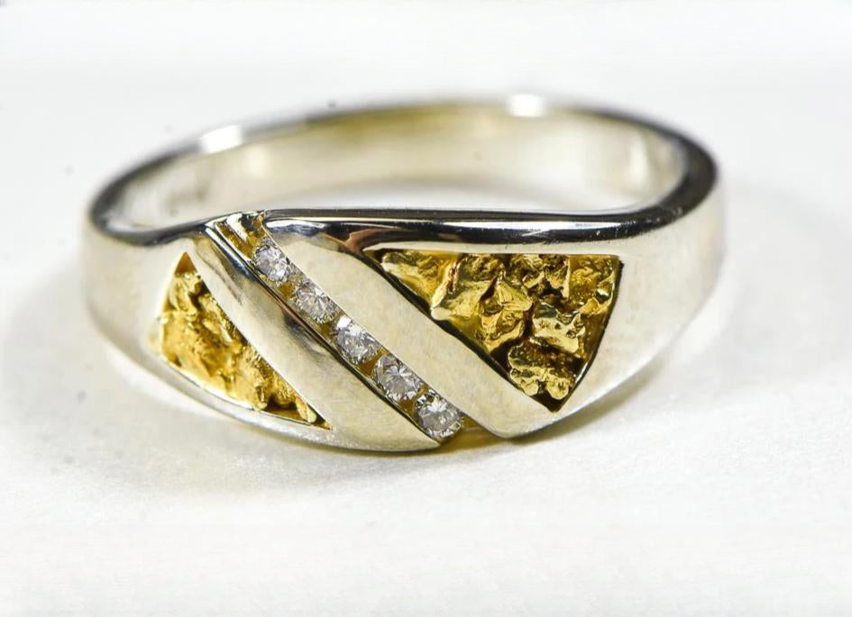 Gold Nugget Women's Ring "Orocal" RL1068DNW Genuine Hand Crafted Jewelry - 14K Casting