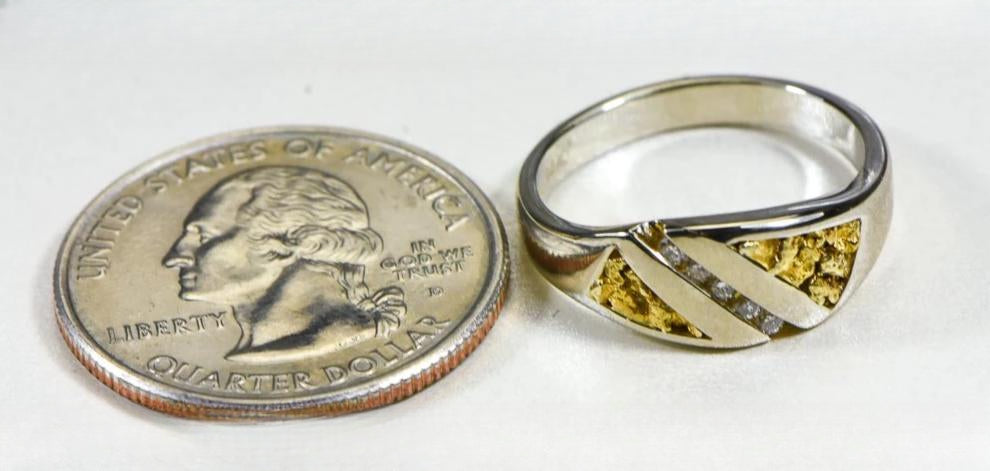 Gold Nugget Women's Ring "Orocal" RL1068DNW Genuine Hand Crafted Jewelry - 14K Casting