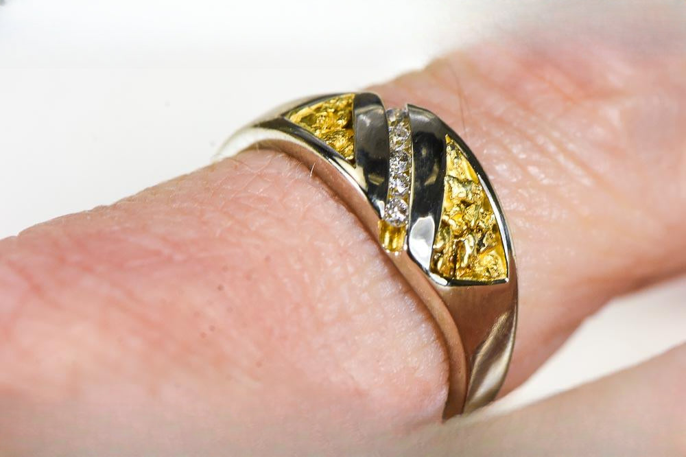 Gold Nugget Women's Ring "Orocal" RL1068DNW Genuine Hand Crafted Jewelry - 14K Casting