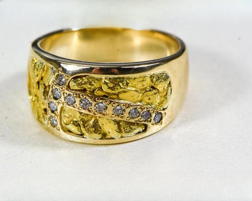 Gold Nugget Women's Ring "Orocal" RL1114D22N Genuine Hand Crafted Jewelry - 14K Casting