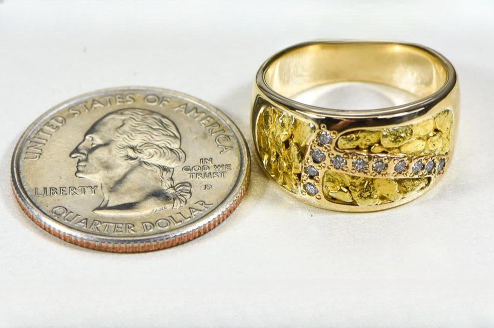 Gold Nugget Women's Ring "Orocal" RL1114D22N Genuine Hand Crafted Jewelry - 14K Casting